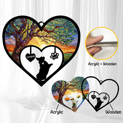 Netecom Personalized Corgi Dog Memorial Wind Chimes, Dog Name Suncatcher, Pet Loss Sympathy Gift for Dog Lovers, Outdoor Garden Memorial Ornament