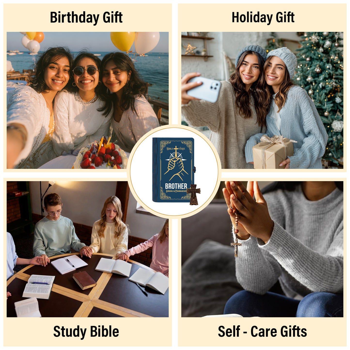 Netecom Bible Verse Box for Brother – 150 Color-Coded Scriptures with Mini Wooden Cross, Christian Faith Keepsake Gift for Daily Prayer, Encouragement & Spiritual Inspiration