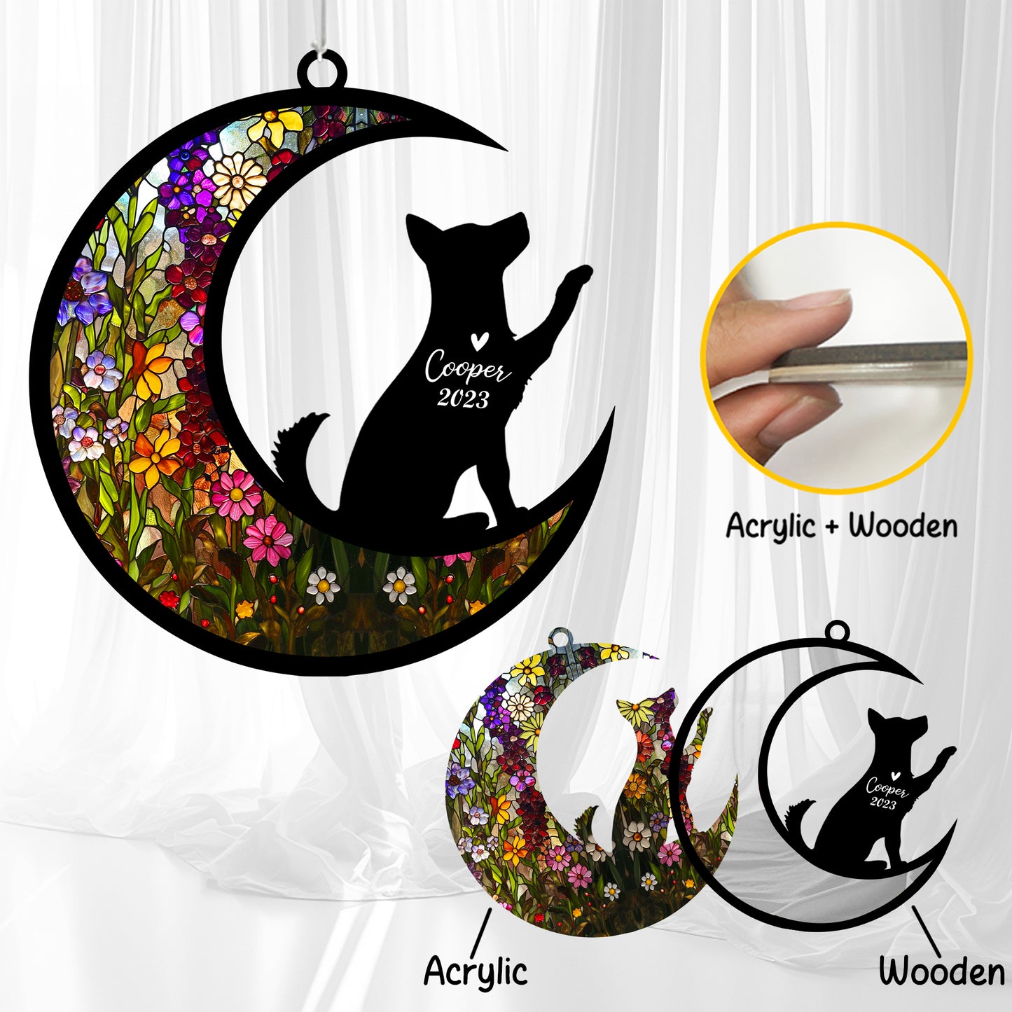 Netecom Husky Dog Wind Chimes Memorial, Personalized Pet Memorial Windchime for Dogs Suncatcher, Loss of Pet Remembrance Gift, Sympathy Wind Chimes Outside Garden Decor, Dog Passing Away Gifts