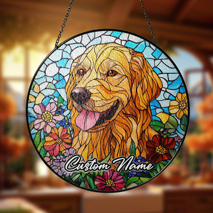 Netecom Personalized Golden Retriever Dog Ornament, Custom Pet Memorial Suncatcher, Pet Loss Remembrance Gift, Christmas Decoration