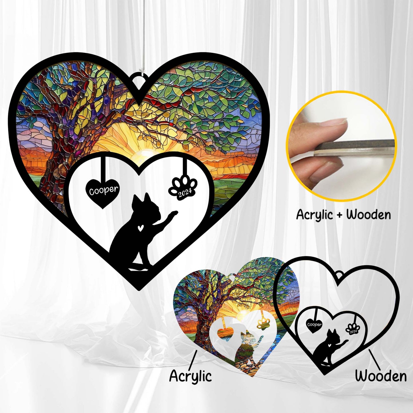 Netecom Personalized Boston Terrier Dog Memorial Wind Chimes, Dog Name Suncatcher, Pet Sympathy Gift for Loss of Dog Lovers, Outdoor Garden Memorial Decor