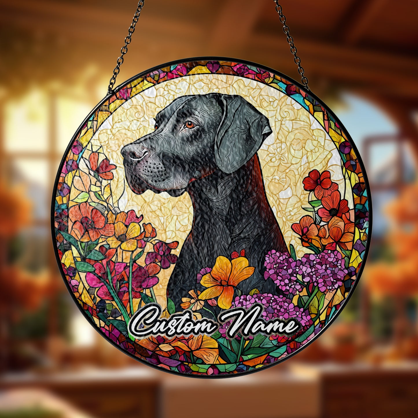 Netecom Personalized Great Dane Dog Ornament, Custom Pet Memorial Sun Catcher, Pet Loss Remembrance Gift, Christmas Decoration