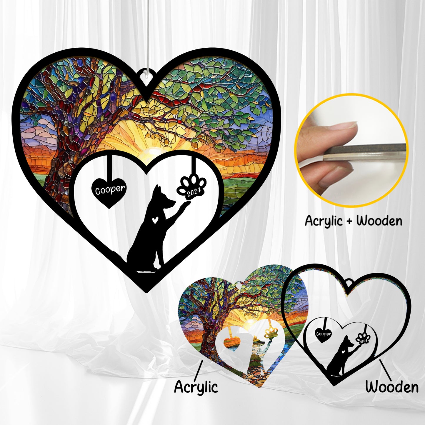 Netecom Personalized German Shepherd Dog Memorial Wind Chimes, Dog Name Suncatcher, Pet Bereavement Gift for Dog Lovers, Outdoor Garden Sympathy Decor