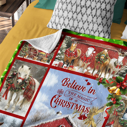 Netecom Horse Christmas Blanket, Farmhouse Winter Throw Blanket for Couch, Bed or Sofa, Ultra Soft and Warm, Horse Lover Gifts, Present for Christmas