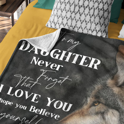Netecom Personalized To My Daughter Blanket from Dad and Mom, Wolf Mother and Pup Throw Blanket for Couch, Bed or Sofa, Inspirational Love Letter Gift for Daughter, Birthday or Christmas Present