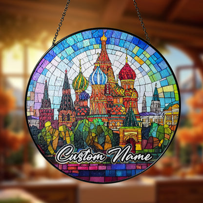 Netecom Personalized America Stained Glass Sun Catcher – Statue of Liberty Design, Custom Patriotic Decor for Home, Office, and Special Gifts