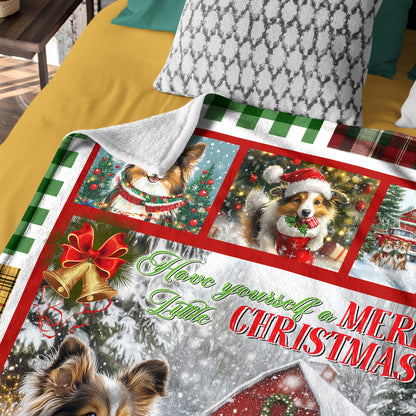 Netecom Shetland Sheepdog Christmas Blanket, Winter Holiday Dog Lover Throw Blanket for Couch, Bed or Sofa, Ultra Soft Warm Gift for Christmas and Cozy Winter