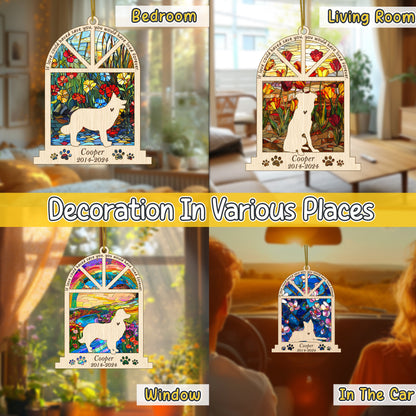 Netecom Personalized Border Collie Memorial Window Ornament, Custom Dog Memorial Ornament with Name Date, Pet Loss Sympathy Gift, Remembrance Keepsake