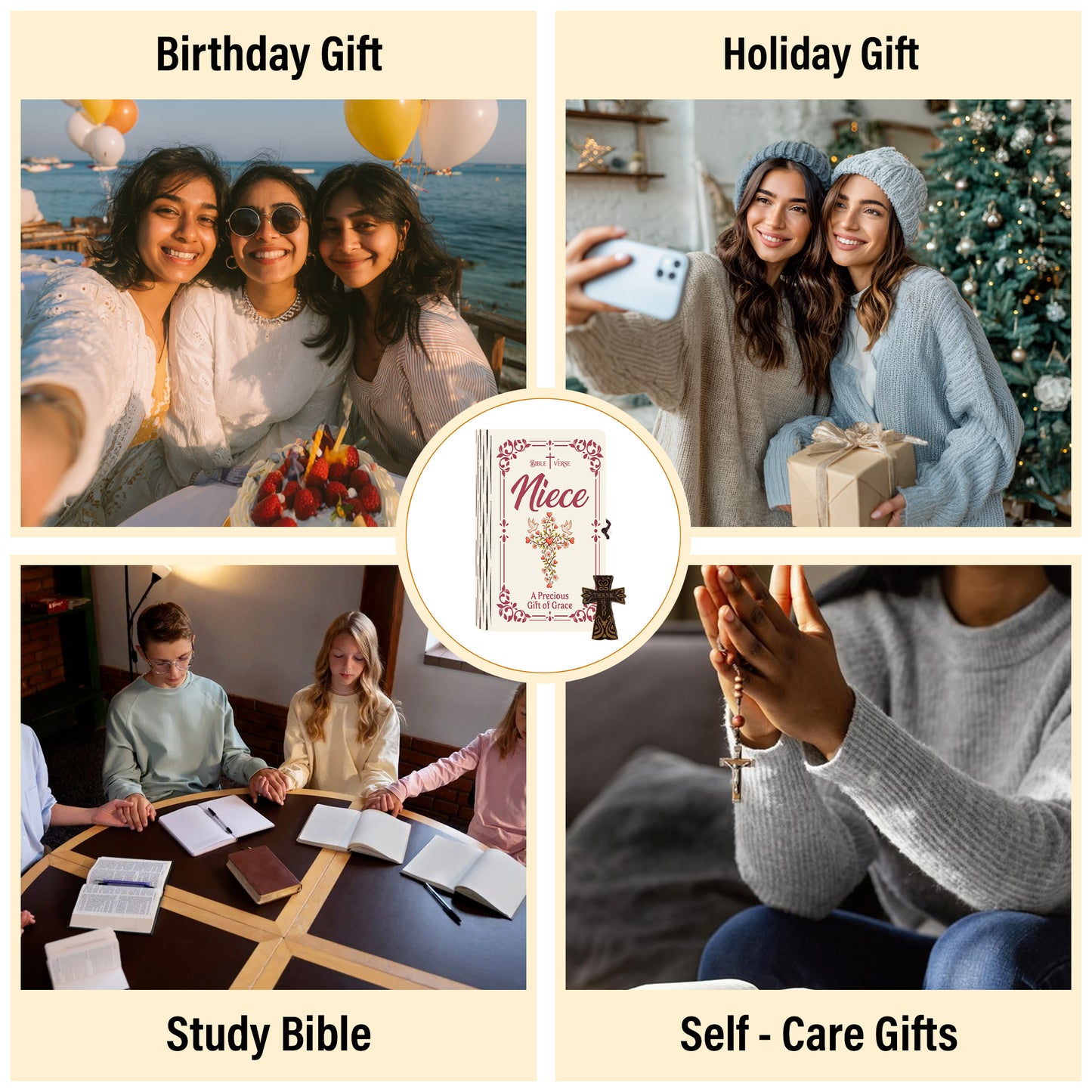 Netecom Bible Verse Box for Niece – 150 Color-Coded Scripture Cards with Mini Cross, Christian Faith Keepsake for Daily Prayer, Encouragement & Spiritual Guidance