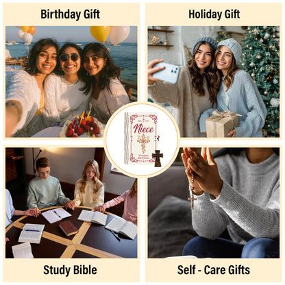 Netecom Bible Verse Box for Niece – 150 Color-Coded Scripture Cards with Mini Cross, Christian Faith Keepsake for Daily Prayer, Encouragement & Spiritual Guidance