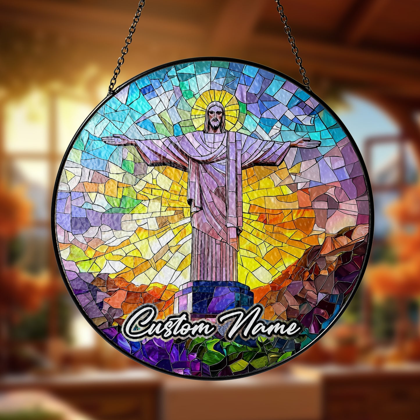 Netecom Rio Landmark Sun Catcher – Personalized Stained Glass Ornament, Brazilian Landmark Window Hanging, Religious Home Decor Gifts