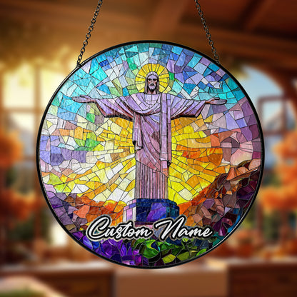 Netecom Rio Landmark Sun Catcher – Personalized Stained Glass Ornament, Brazilian Landmark Window Hanging, Religious Home Decor Gifts