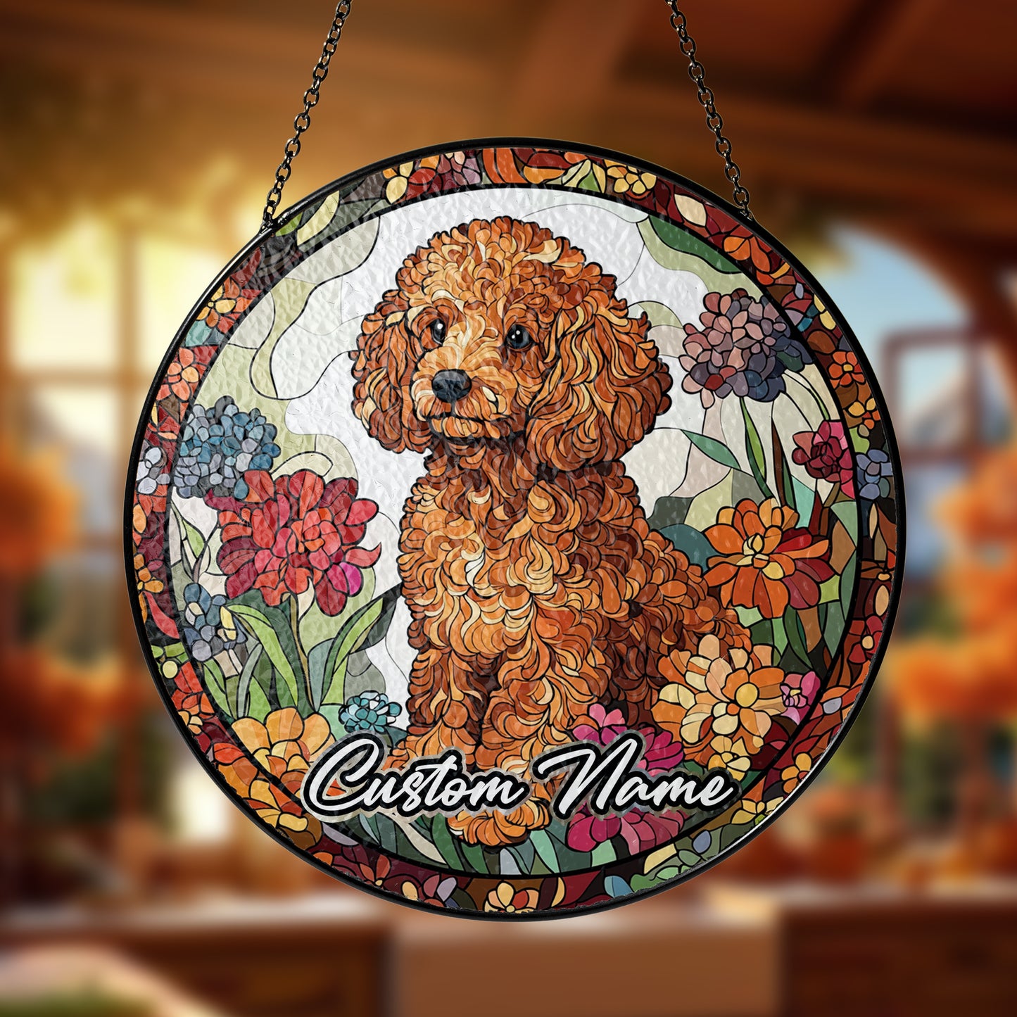 Netecom Personalized Poodle Dog Ornament, Custom Pet Memorial Suncatcher, Pet Loss Remembrance Gift, Christmas Decoration