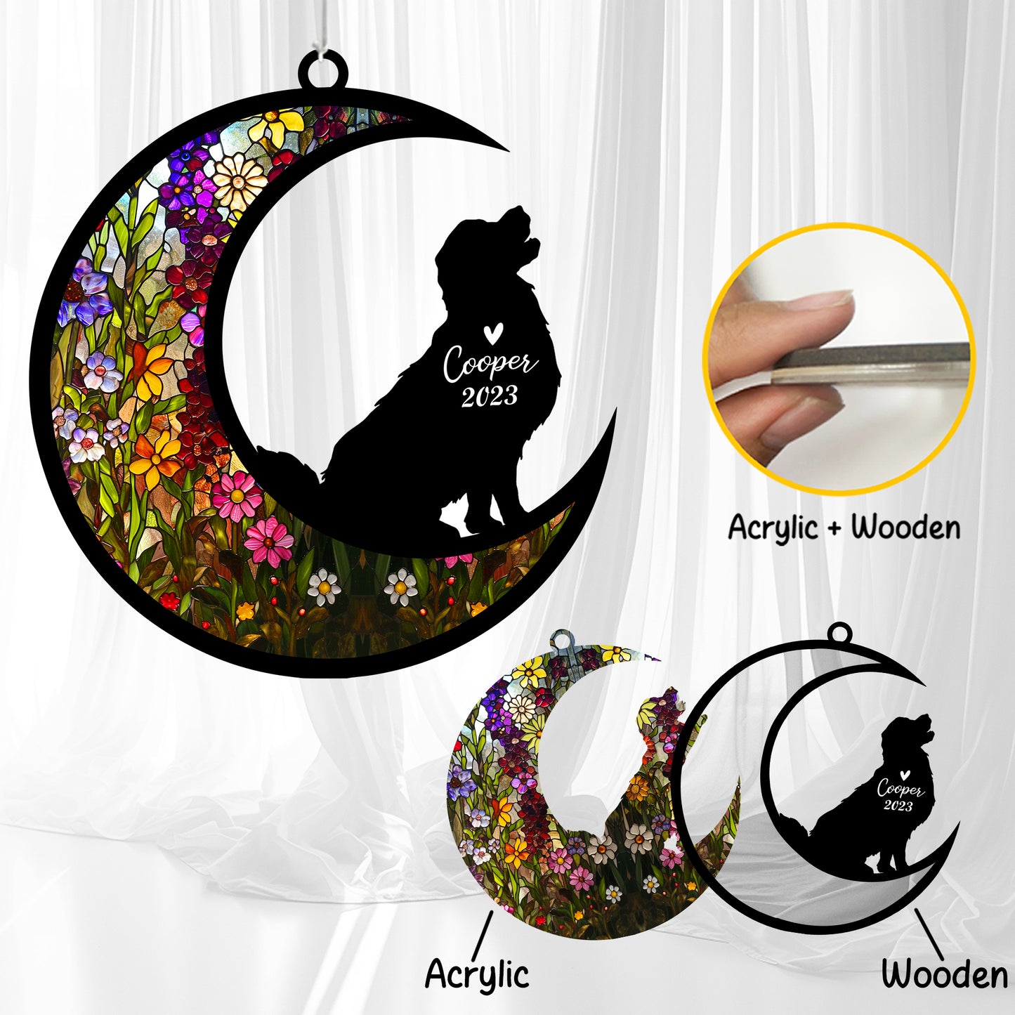 Netecom Golden Retriever Dog Wind Chimes Memorial, Pet Memorial Windchime for Dogs Suncatcher, Loss of Pet Remembrance Gift, Sympathy Wind Chimes Outside Garden Decor, Dog Passing Away Gifts