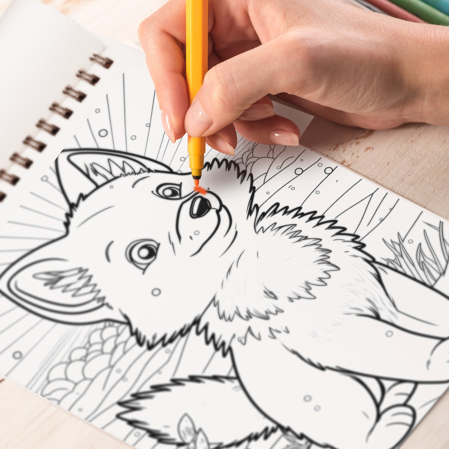 Happy Animals Spiral Bound Coloring Book, Immerse Yourself in 30 Captivating Coloring Pages, Inviting You to Color Animals Radiating with Pure Happiness and Excitement