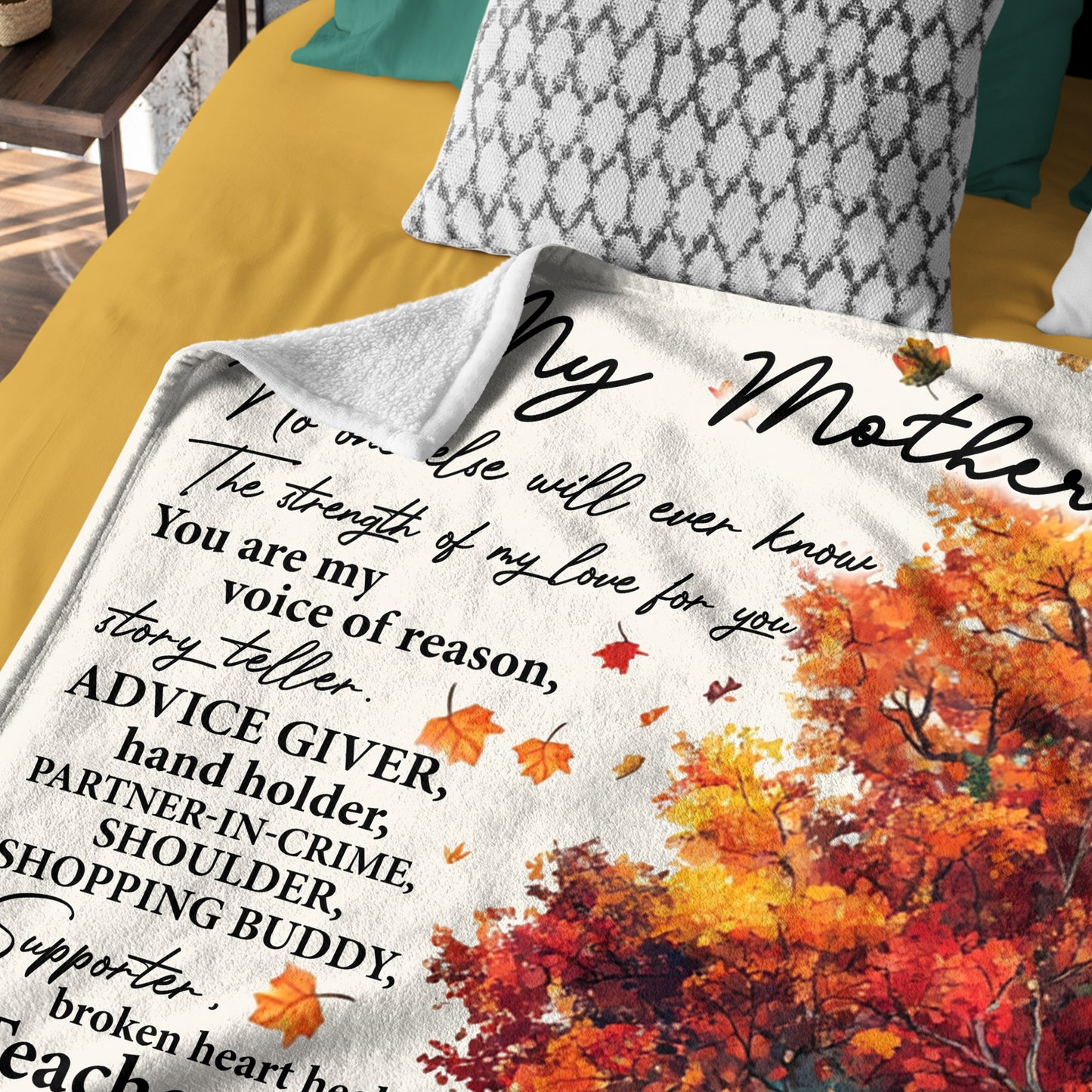 Netecom Personalized Autumn Tree To My Mother Blanket from Daughter, Custom Love Letter Throw Blanket for Couch, Bed or Sofa, Ultra Soft Warm Gift for Mother’s Birthday, Anniversary and Christmas