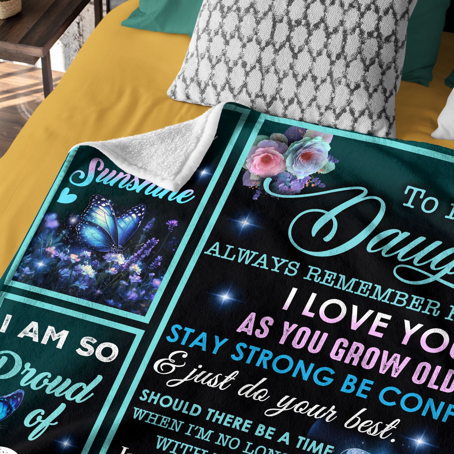 Netecom Personalized To My Daughter Blanket from Dad and Mom, Galaxy Butterfly Throw Blanket for Couch, Bed or Sofa, Ultra Soft Warm, Birthday, Christmas, or Graduation Gift for Daughter