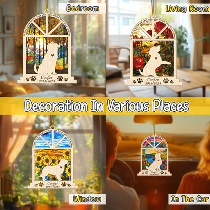 Netecom Personalized Golden Retriever Memorial Window Ornament, Custom Dog Ornament with Name Date, Pet Loss Remembrance Gift, Sympathy Gift for Dog Lovers
