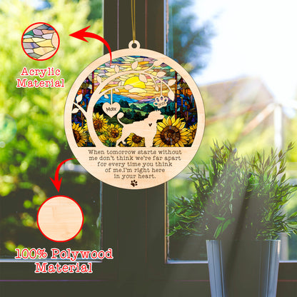 Netecom Personalized Portuguese Water Dog Memorial Suncatcher, Christmas Ornament with Name Date, Pet Loss Sun Catcher, Dog Memorial Ornament, Bereavement Sympathy Gift for Dog Lovers