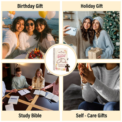 Netecom Bible Verse Box for Besties – 150 Color-Coded Scriptures with Christian Friendship Devotion, Includes Mini Cross, Faith Encouragement Gift for Women & Girls
