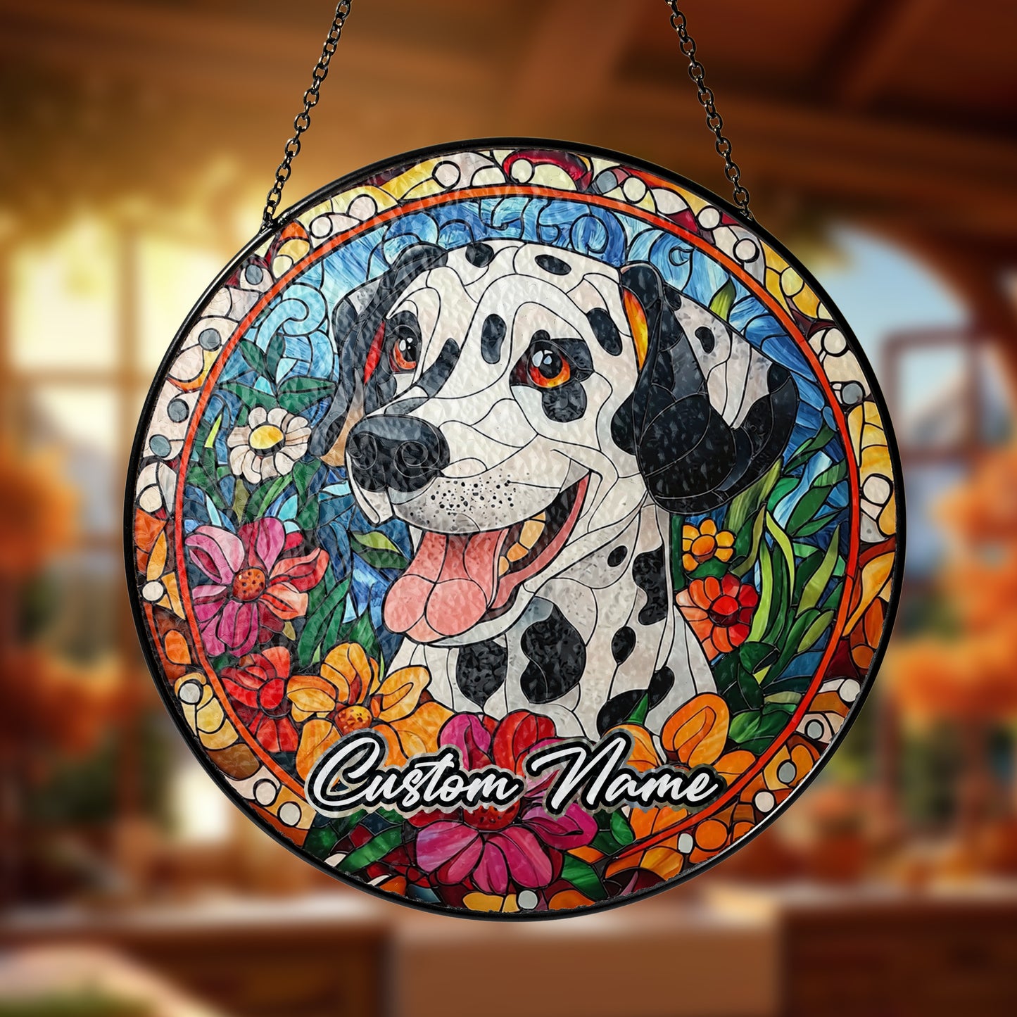 Netecom Personalized Dalmatian Dog Ornament, Custom Memorial Suncatcher, Pet Loss Remembrance Gift, Christmas Decoration