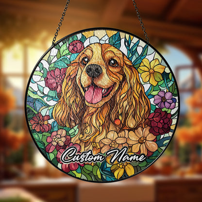 Netecom Personalized Cocker Spaniel Dog Ornament, Custom Memorial Suncatcher, Pet Loss Sympathy Gift, Christmas Decoration