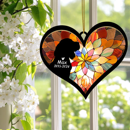 Netecom Personalized Cocker Spaniel Memorial Suncatcher, Dog Ornament with Name Date, Pet Loss Sympathy Gift, Remembrance Keepsake, Bereavement Gift for Dog Lovers, Heart Suncatcher