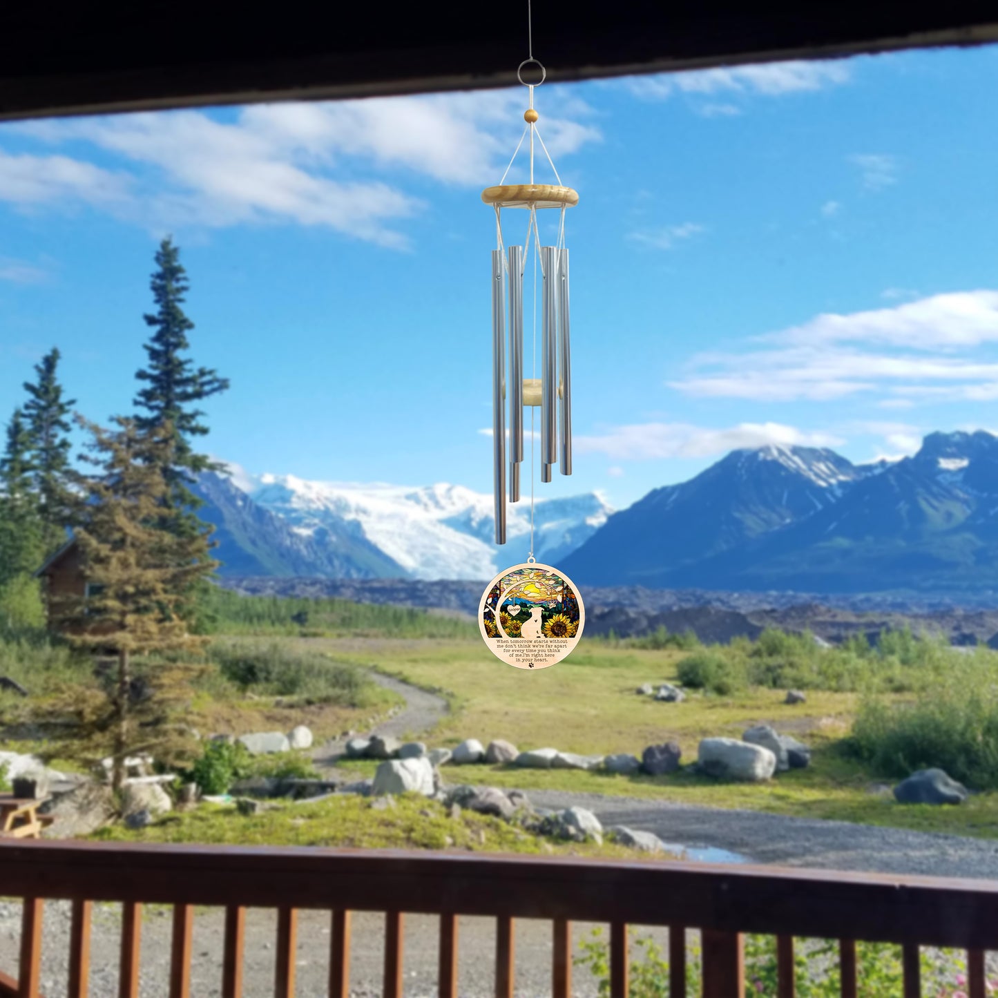 Netecom Pug Dog Wind Chimes Memorial, Personalized Pet Memorial for Dogs Suncatcher, Dog Loss Memorial Ornament, Sympathy Windchime Outside Garden Decor, Loss of Pet Remembrance Gift