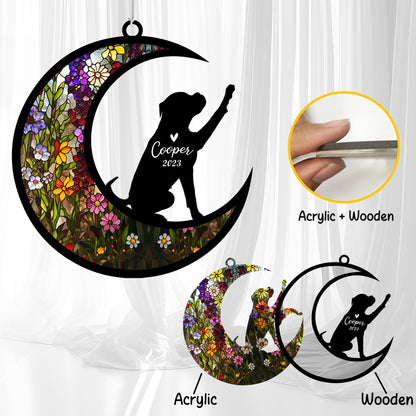 Netecom Boxer Dog Wind Chimes Memorial, Personalized Pet Memorial Windchime for Dogs Suncatcher, Loss of Pet Remembrance Gift, Sympathy Wind Chimes Outside Garden Decor, Dog Passing Away Gifts