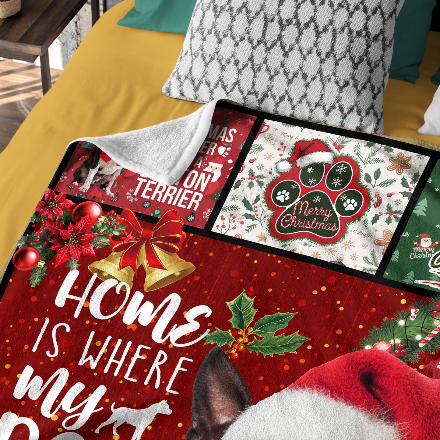 Netecom Christmas French Bulldog Blanket, Holiday Dog Lover Throw Blanket for Couch, Bed or Sofa, Ultra Soft Warm Gift for Christmas and Holiday