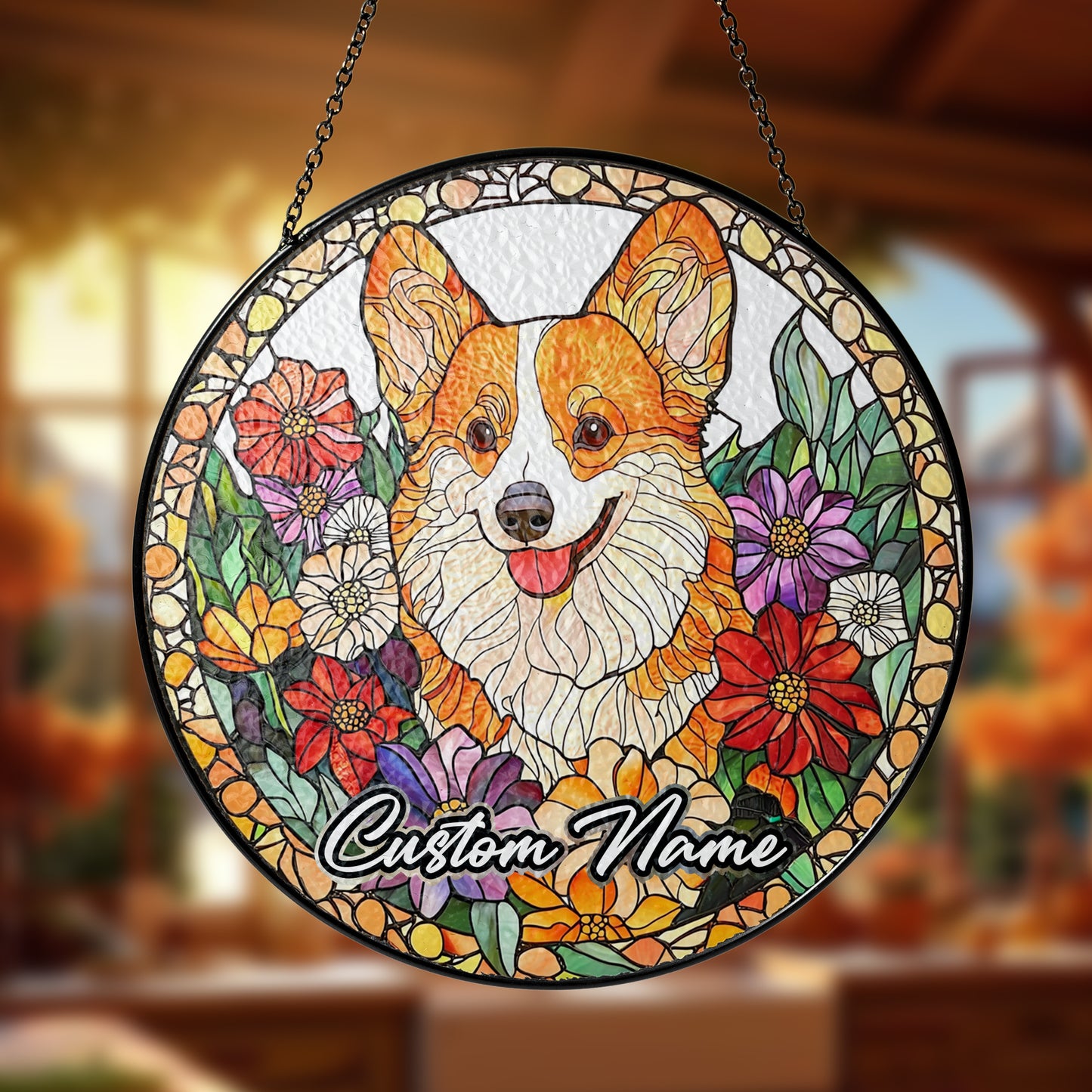 Netecom Personalized Corgi Dog Ornament, Custom Memorial Suncatcher, Pet Loss Remembrance Gift, Christmas Decoration