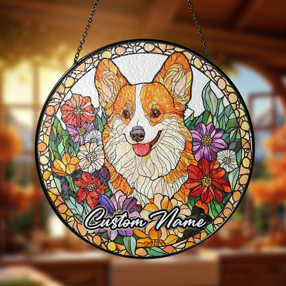 Netecom Personalized Corgi Dog Ornament, Custom Memorial Suncatcher, Pet Loss Remembrance Gift, Christmas Decoration