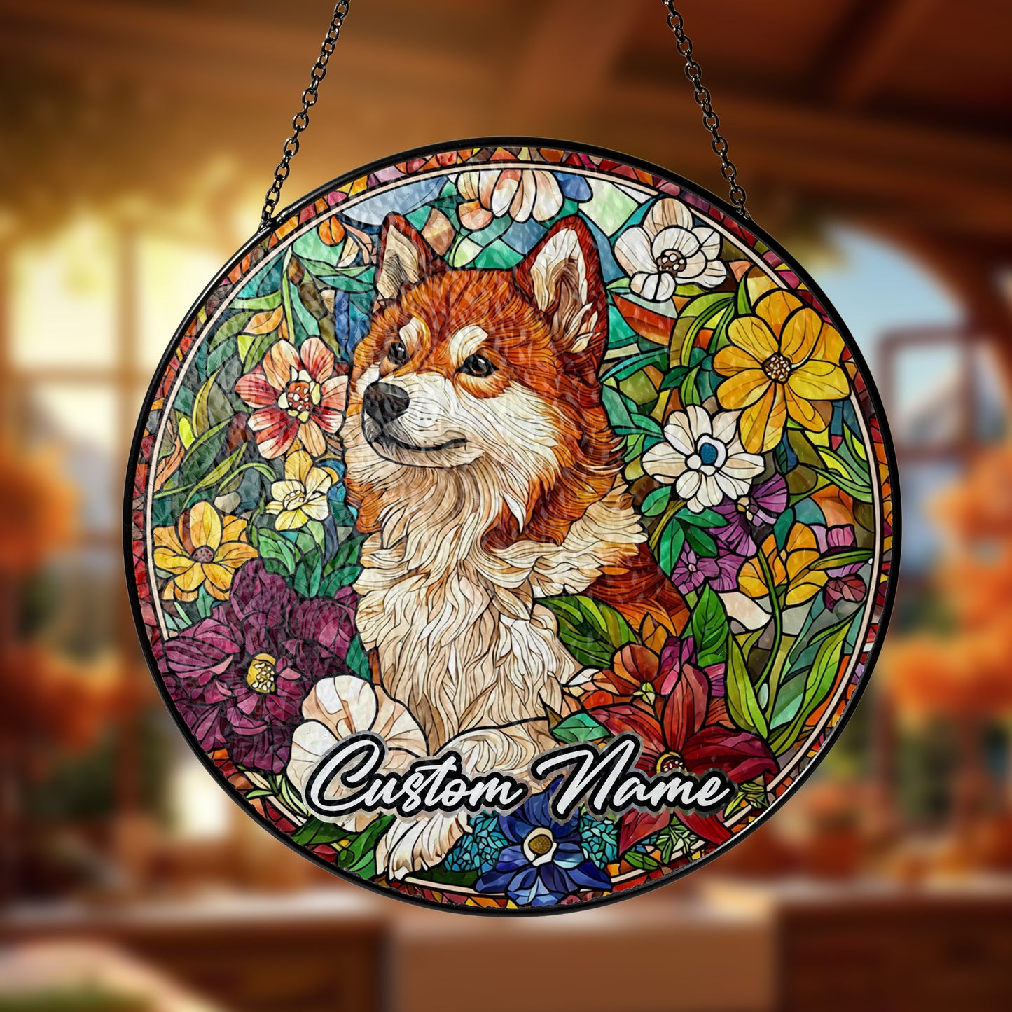 Netecom Custom Akita Dog Ornament, Personalized Memorial Suncatcher, Pet Loss Sympathy Gift, Christmas Decoration