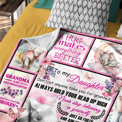 Netecom Personalized Elephant Blanket for Granddaughter from Grandma and Grandpa, Custom Love Letter Throw Blanket, Ultra Soft Warm Gift for Birthday, Christmas, Perfect for Couch, Bed, or Sofa