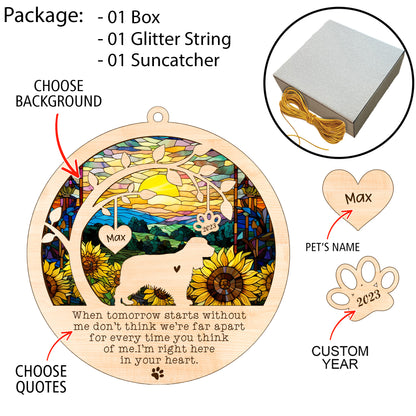 Netecom Personalized Cocker Spaniel Dog Memorial Suncatcher, Cocker Spaniel Christmas Ornament with Name Date, Pet Loss Sun Catcher Dog Memorial Ornament Loss of Pet Sympathy Gift Dog Bereavement Gift