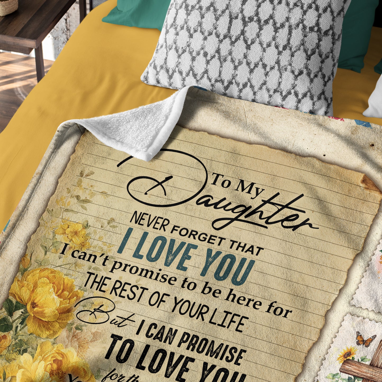 Netecom Personalized To My Daughter Blanket from Mom and Dad, Sunflower Throw Blanket with Love Message, Birthday Gifts for Daughter, Christmas or Graduation, Cozy Blanket for Couch, Bed, or Sofa