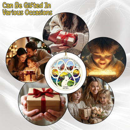 Netecom Personalized Boston Terrier Dog Paw Memorial Suncatcher with Name Date, Pet Loss Sympathy Gift, Remembrance Gift for Dog Lovers