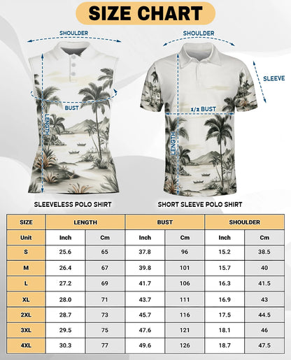 Vintage Coconut Tree Sleeveless Polo Shirt for Women | Netecom