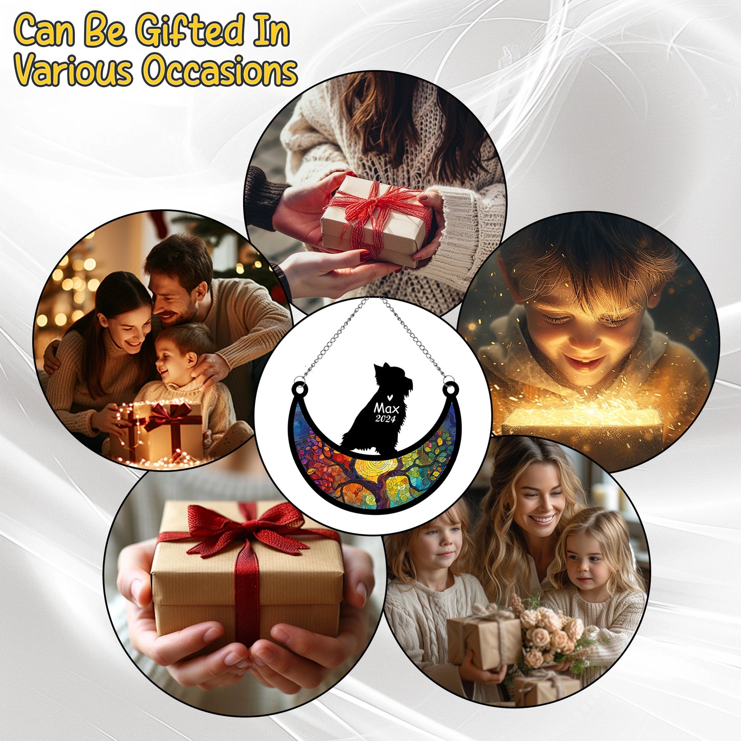 Netecom Personalized Yorkshire Terrier Memorial Suncatcher, Custom Yorkshire Terrier Ornament with Name Date, Dog Loss Sympathy Gift, Pet Loss Remembrance Gifts, Bereavement Gifts for Loss of Pet, Dog Grief Gift