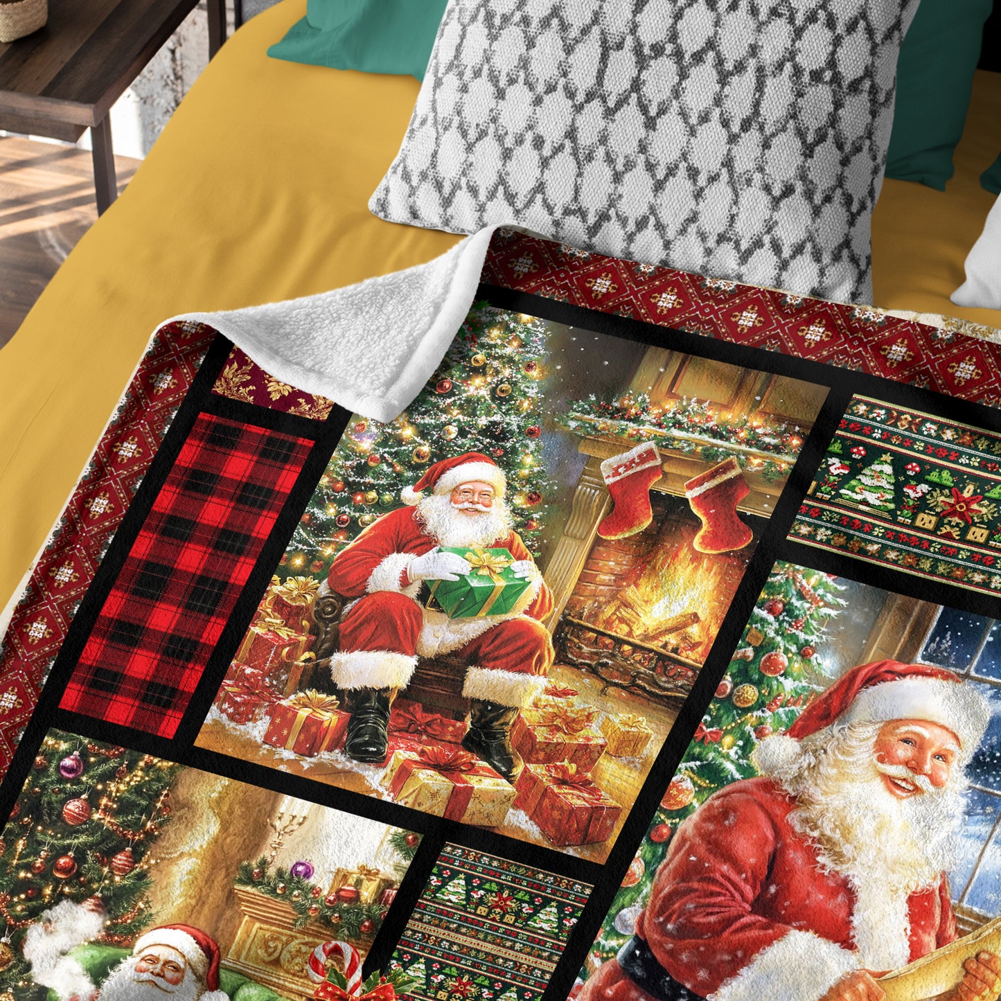 Netecom Santa Pug Dog Christmas Blanket, Holiday Dog Lover Throw Blanket for Couch, Bed or Sofa, Ultra Soft Warm Gift for Christmas and Holiday