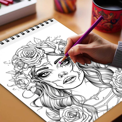 Wicked Beauty Spiral Bound Coloring Book, Unleash Your Creativity with 30 Mesmerizing Coloring Pages of Wicked Beauty, Embracing the Dark Elegance of Horror