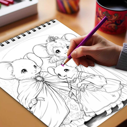 Fairytale Mouse Kingdom Spiral Bound Coloring Book, Unleash Your Creativity with 30 Charming Pages Depicting Fairytale Mouse Kingdom Adventures.