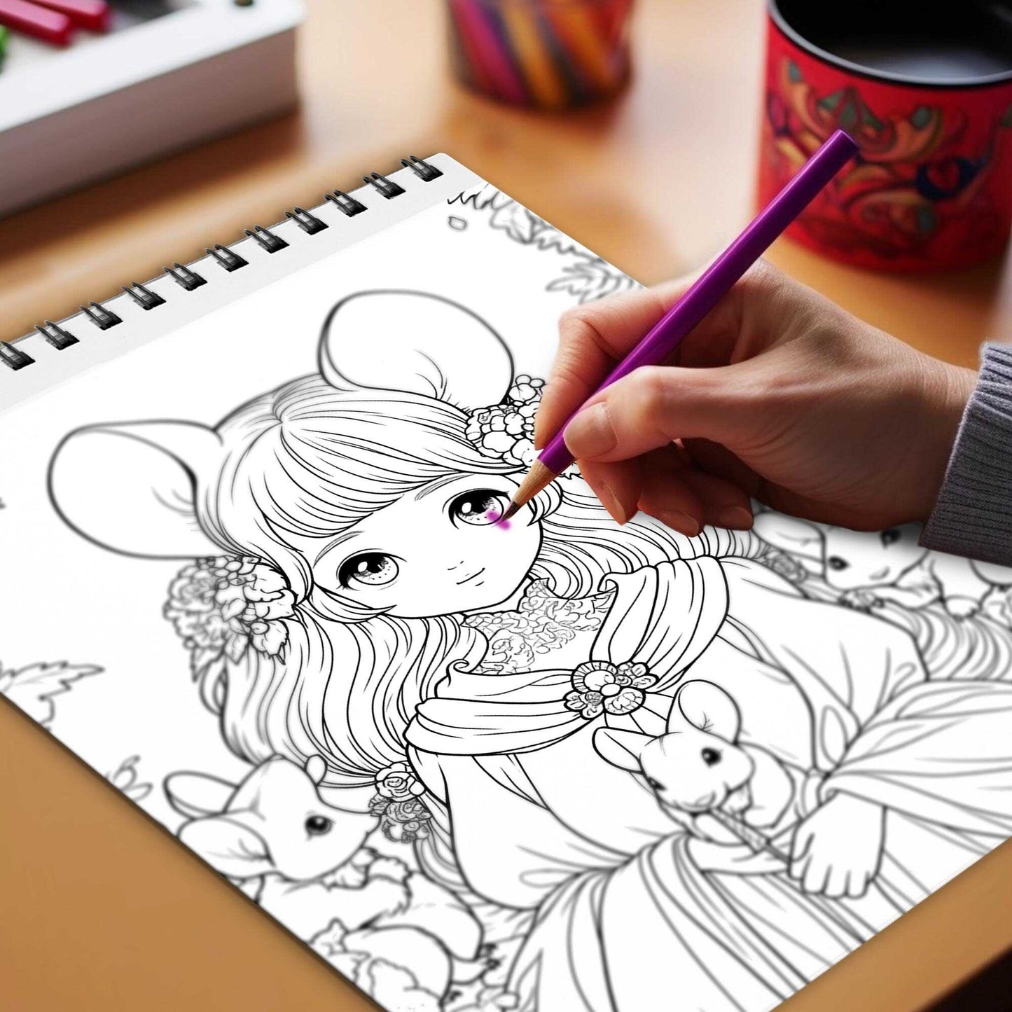 Magical Mice Tales Spiral Bound Coloring Book, Discover the Magic of Mice through 30 Exquisitely Illustrated Coloring Pages from Enchanting Tales.