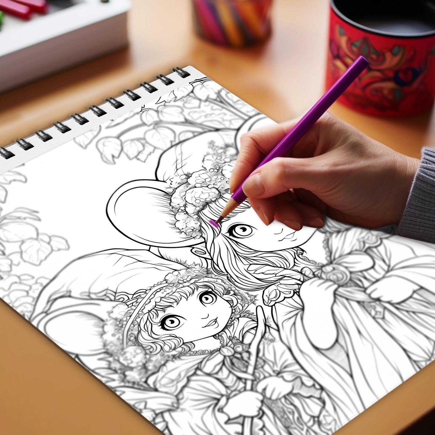 Once Upon a Mice Town Spiral Bound Coloring Book, Unlock Your Imagination with 30 Delightful Coloring Book Pages, Each Showcasing Whimsical Mice Adventures.