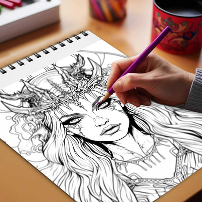 Sinister Serenity Spiral Bound Coloring Book, Enter the Sinister Serenity with 30 Coloring Pages for Gothic Art Enthusiasts to Unleash Their Creative Expression