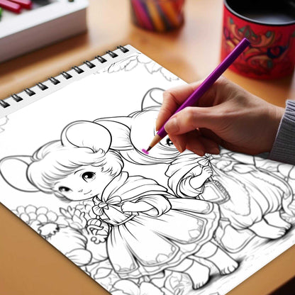 Whimsical Mice Tales Spiral Bound Coloring Book, Embark on a Coloring Journey with 30 Enchanting Pages, Where Whimsical Mice Tales Come to Life.