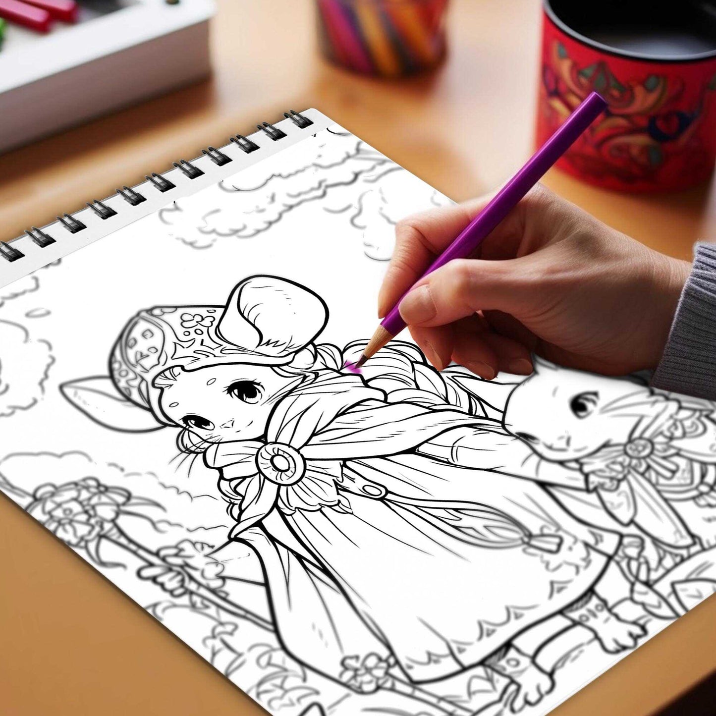 Mystic Mini Mousey Village Spiral Bound Coloring Book, Unleash Your Creativity with 30 Charming Pages Filled with Tales from the Enchanted Mini Mousey Village.