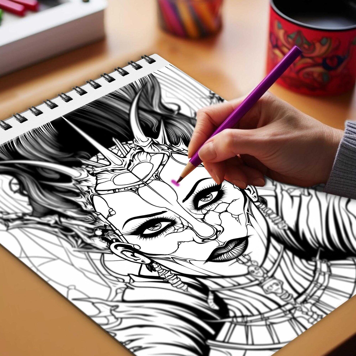 Abyssal Allure Spiral Bound Coloring Book, Unleash Your Creativity with 30 Mesmerizing Coloring Pages, Embracing the Dark Elegance of Abyssal Allure