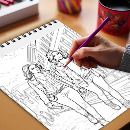 Lesbian Lovers Spiral Bound Coloring Book, Discover the Power of Love and Togetherness through 30 Exquisitely Illustrated Coloring Pages of Lesbian Love Stories.