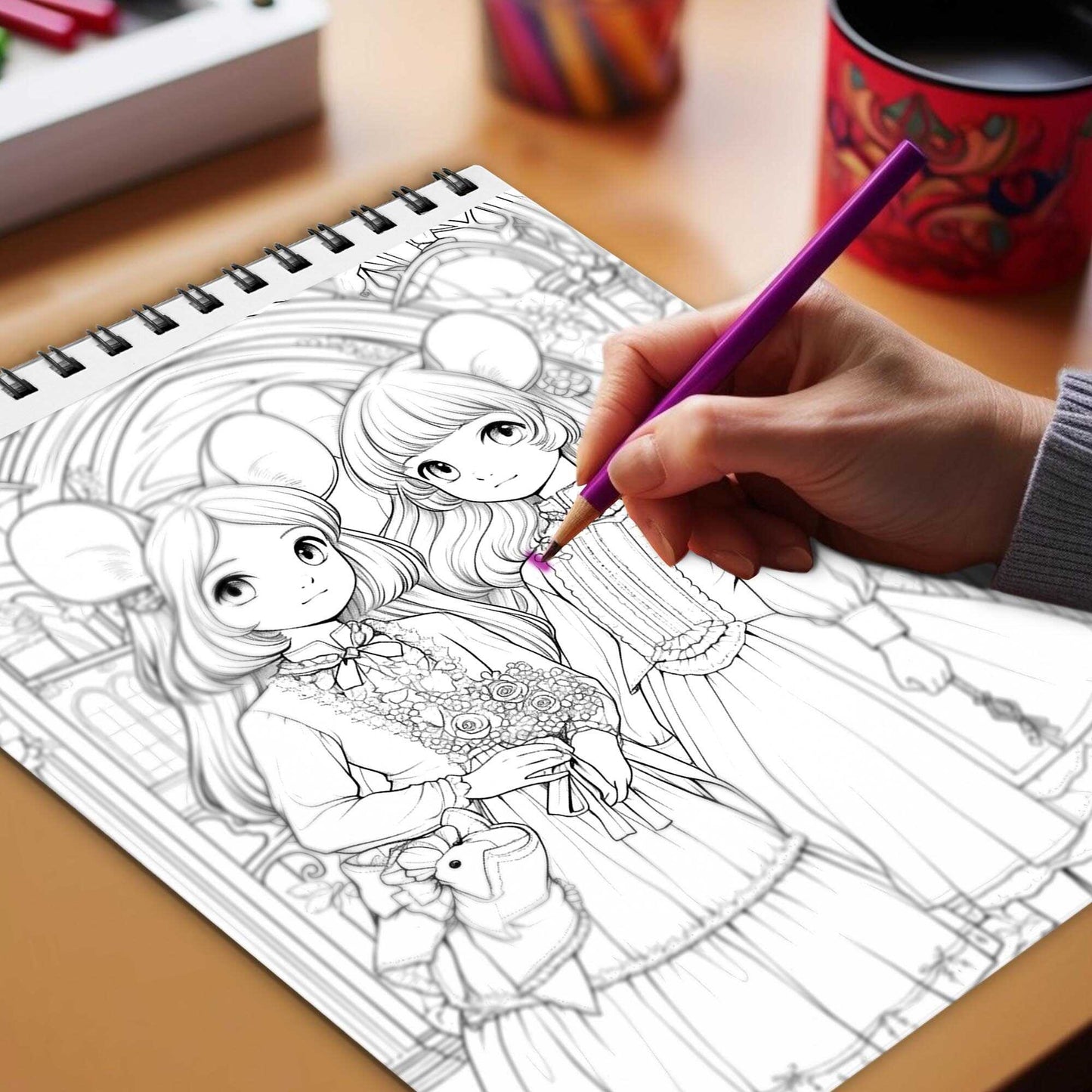 The Fairytale Mice Village Spiral Bound Coloring Book, Unleash Your Creativity with 30 Charming Pages Filled with Enchanted Stories from The Mice Village.